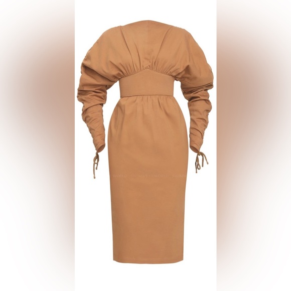 Andrea Iyamah Palla Dress Caramel Corset Midi NWT - Picture 6 of 12